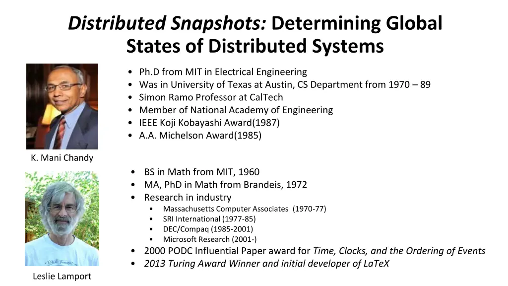 distributed snapshots determining global states