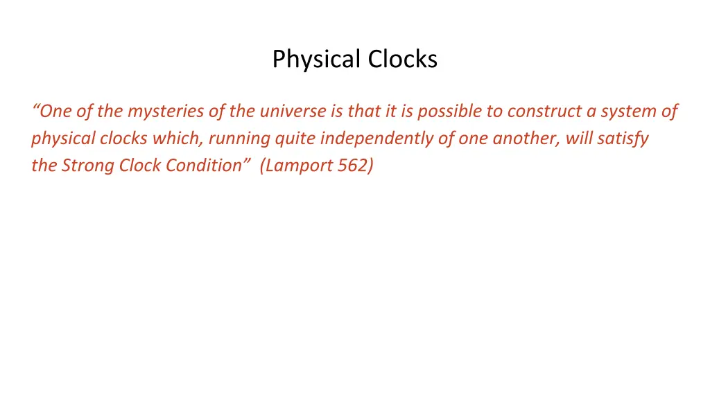 physical clocks