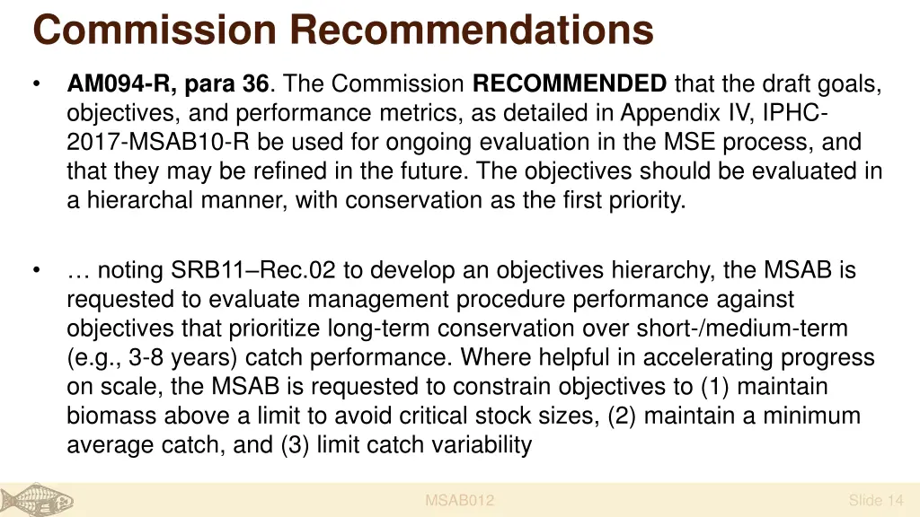 commission recommendations