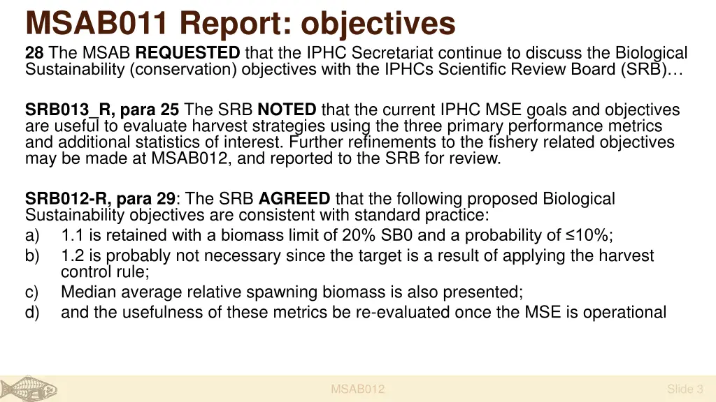 msab011 report objectives