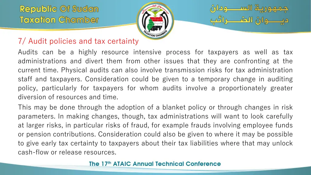 7 audit policies and tax certainty audits