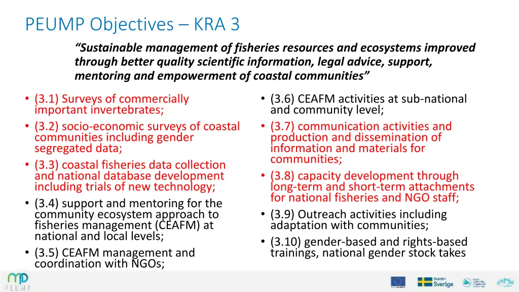 peump objectives kra 3