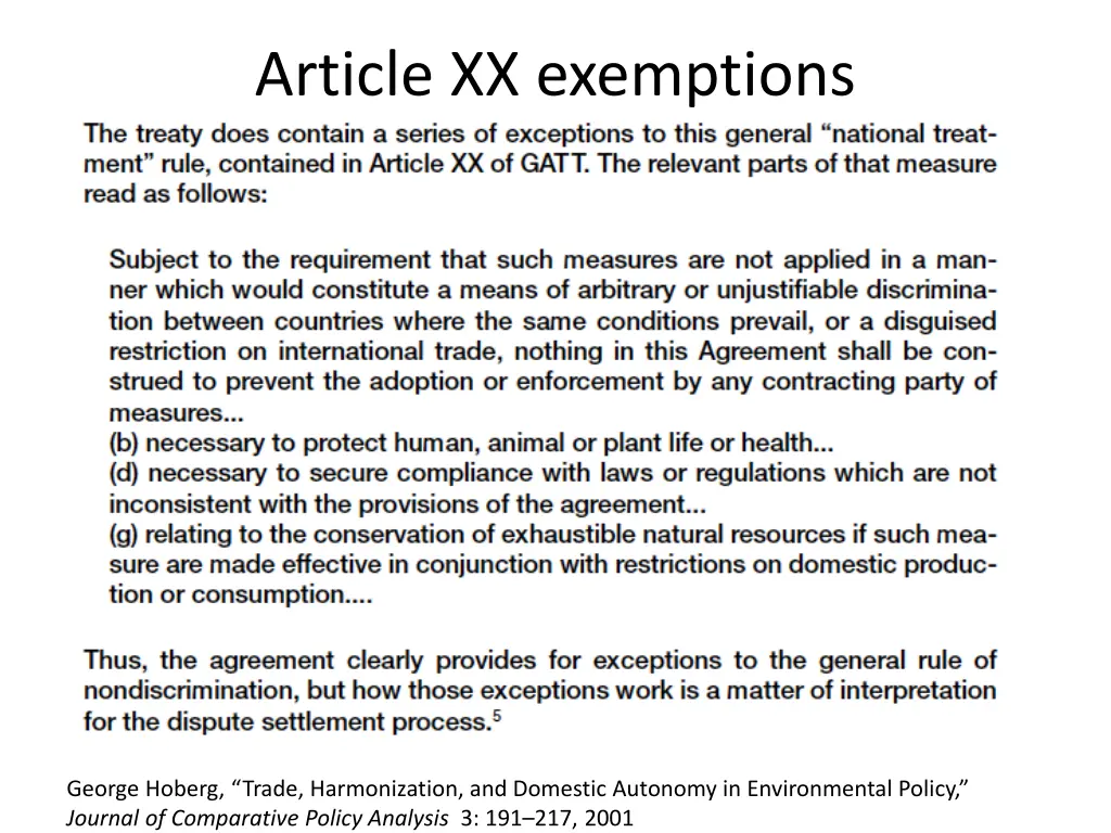 article xx exemptions