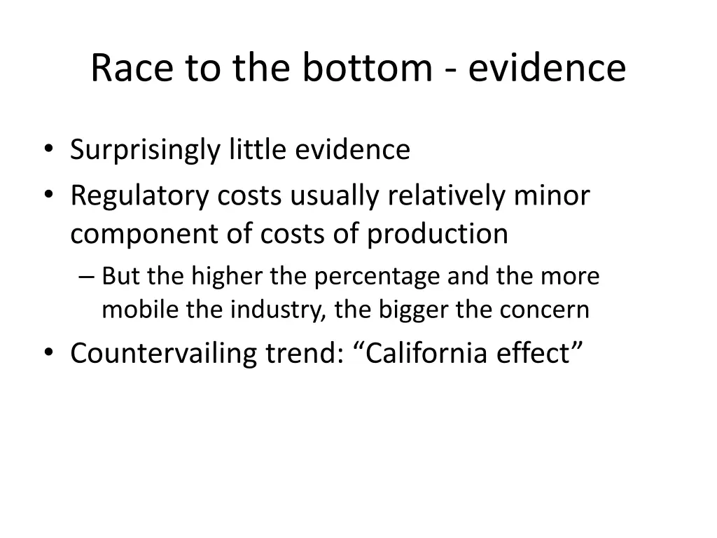 race to the bottom evidence