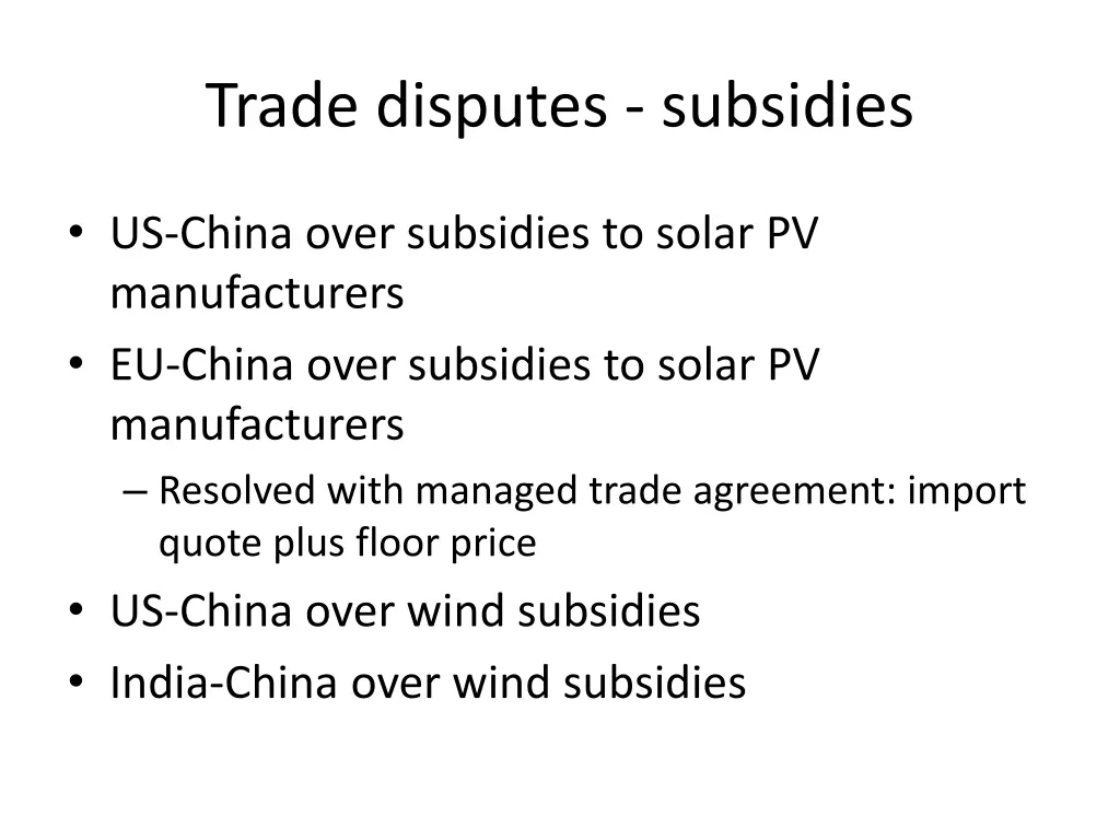 trade disputes subsidies