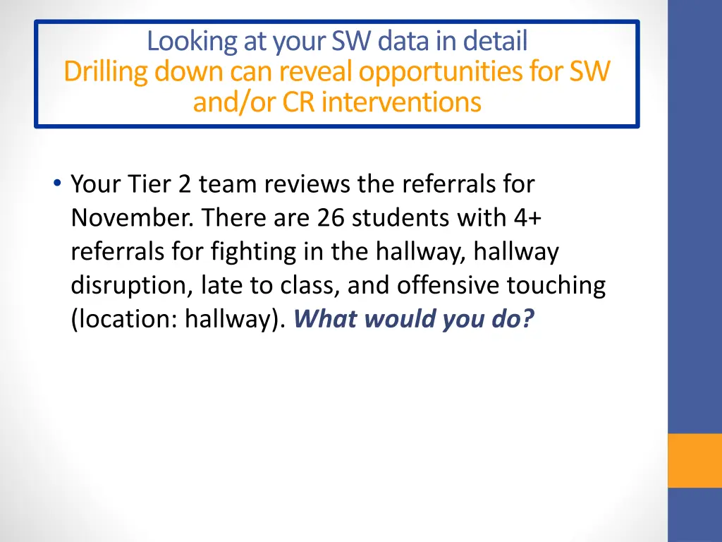 looking at your sw data in detail drilling down 1