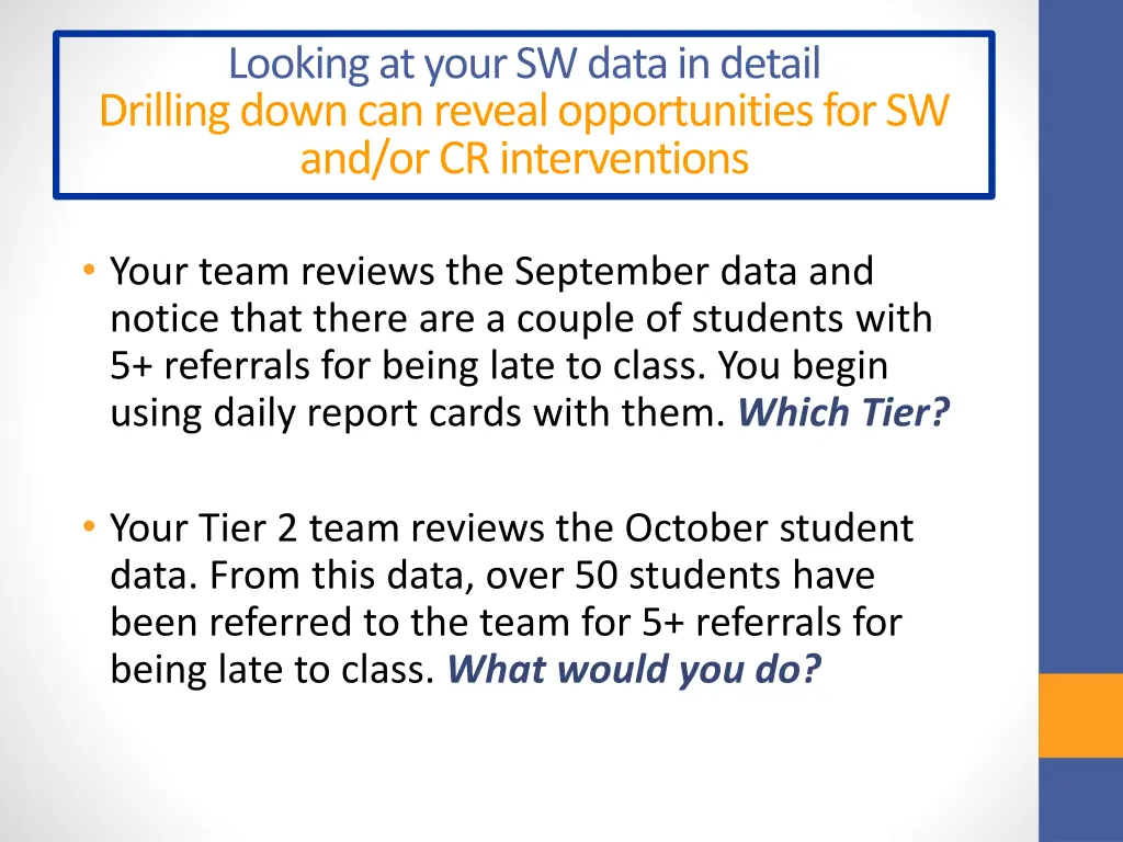 looking at your sw data in detail drilling down