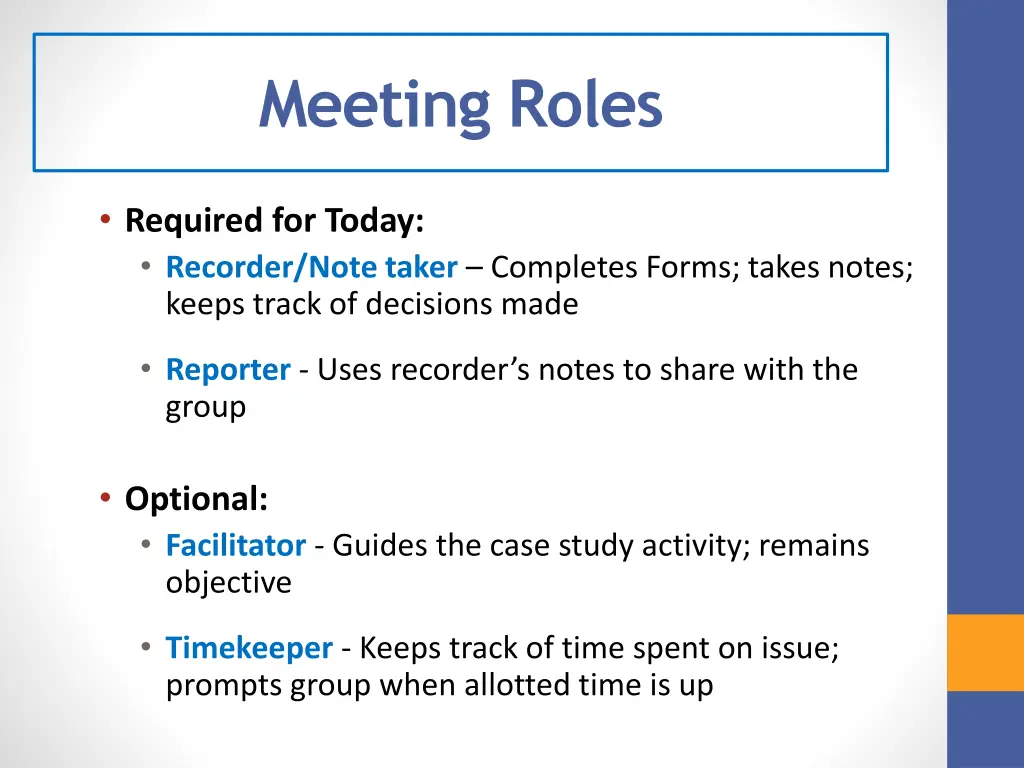 meeting roles