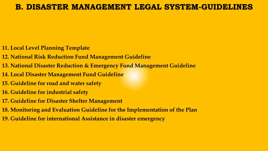 b disaster management legal system guidelines 1