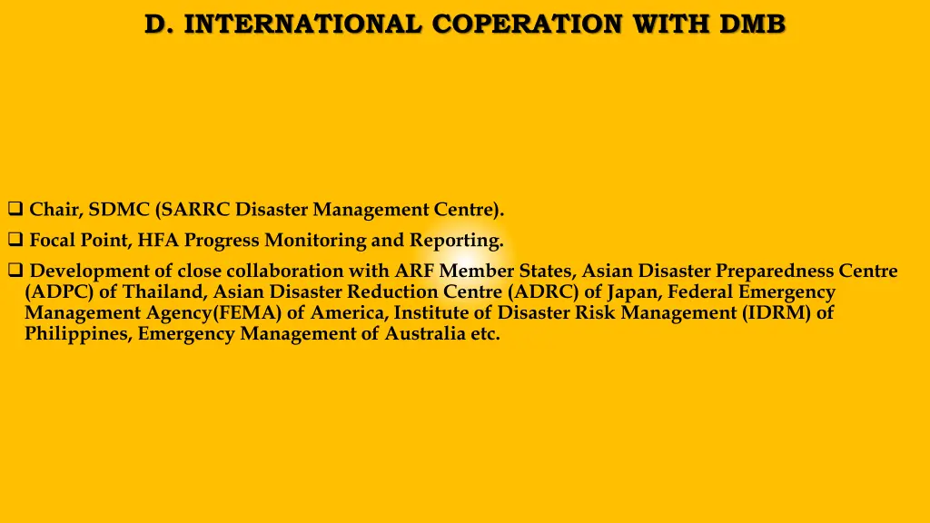 d international coperation with dmb