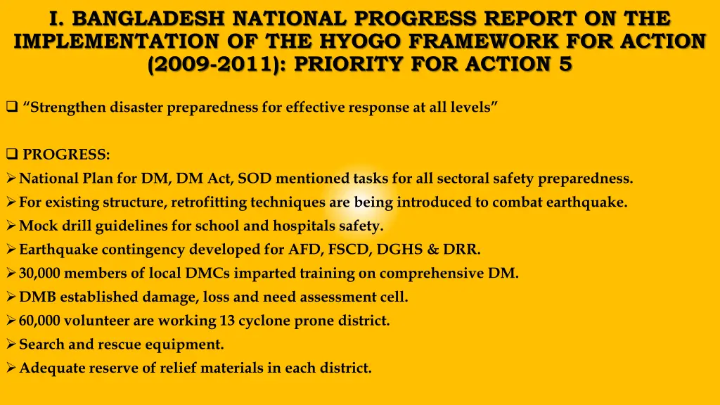 i bangladesh national progress report