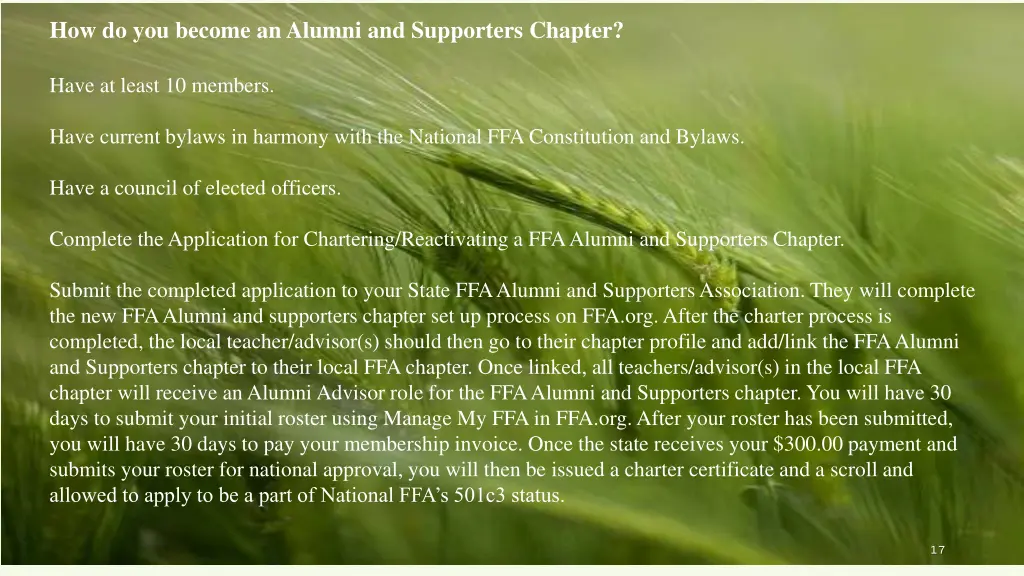 how do you become an alumni and supporters chapter