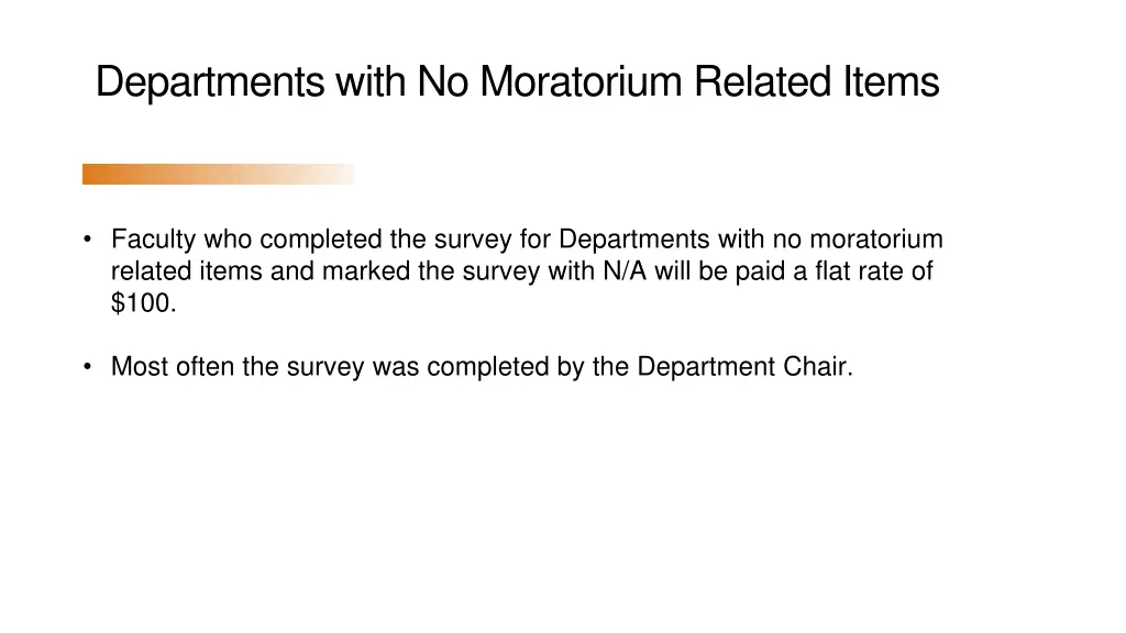 departments with no moratorium related items