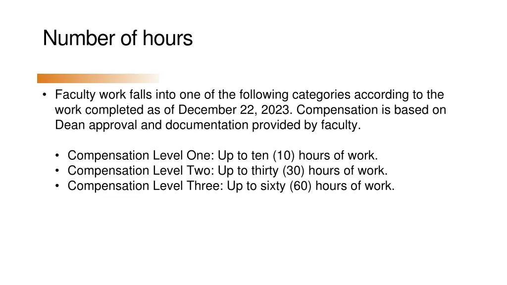 number of hours