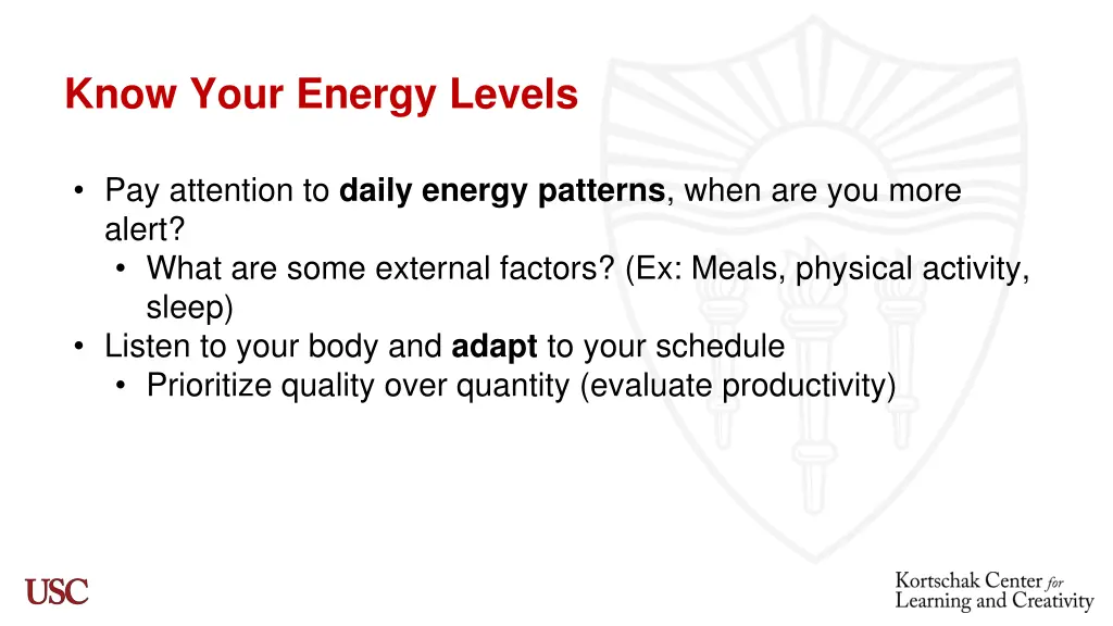 know your energy levels