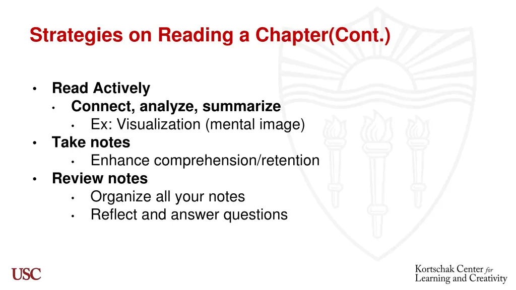 strategies on reading a chapter cont