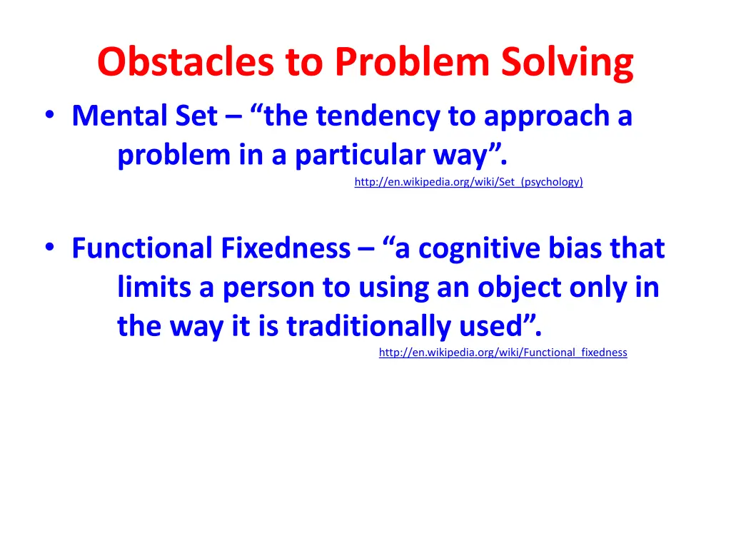 obstacles to problem solving mental