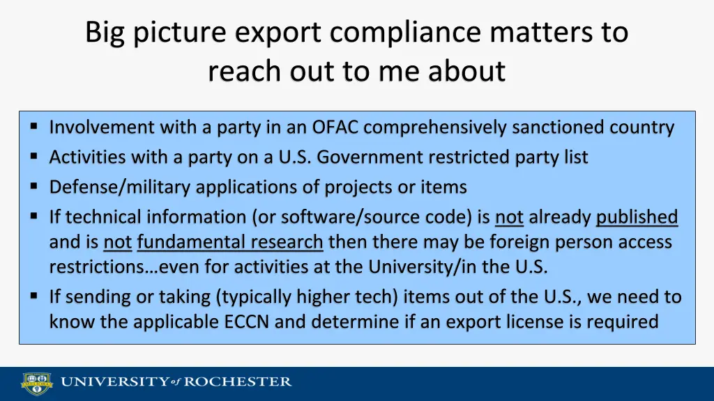 big picture export compliance matters to reach