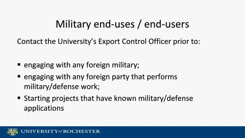 military end uses end users