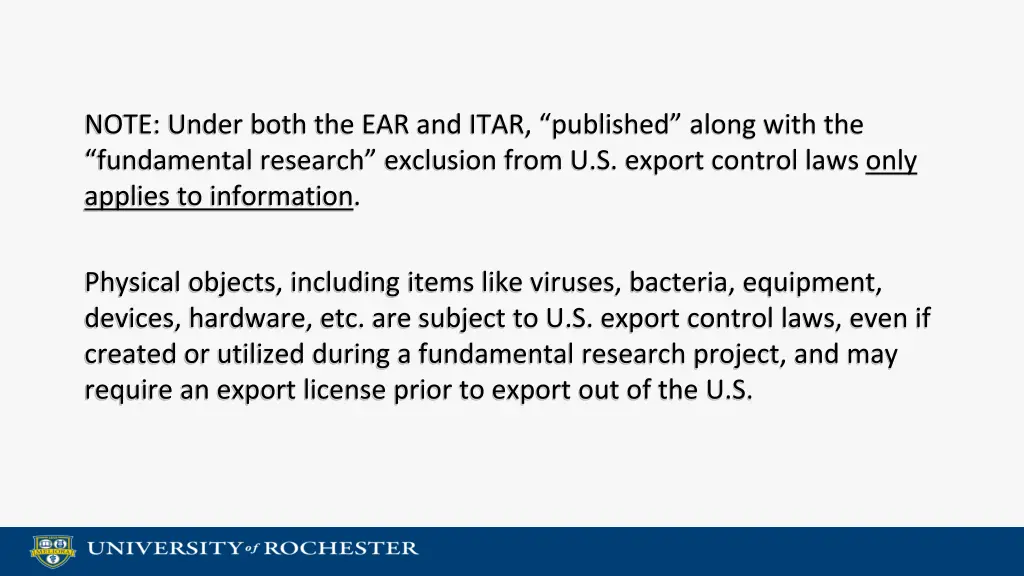 note under both the ear and itar published along
