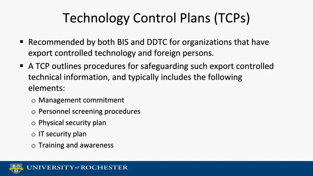 technology control plans tcps