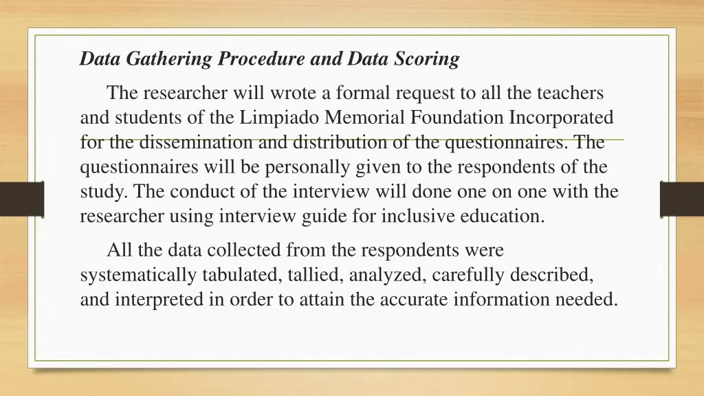 data gathering procedure and data scoring