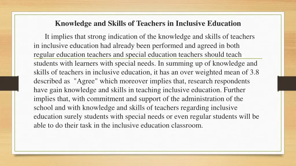 knowledge and skills of teachers in inclusive