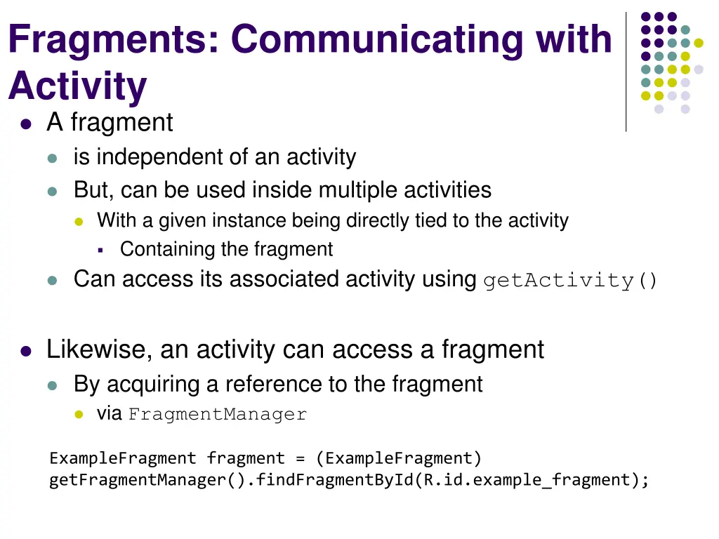 fragments communicating with activity a fragment