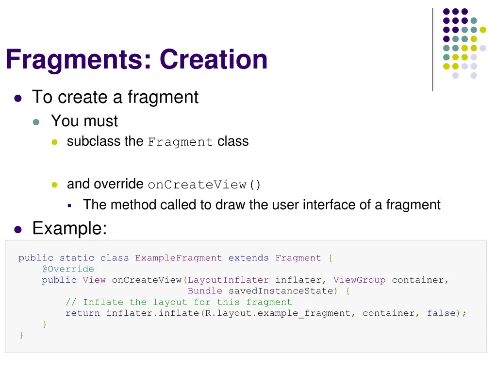 fragments creation