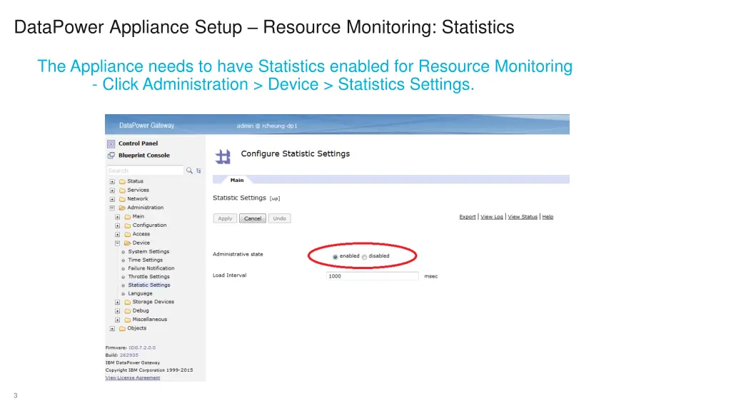 datapower appliance setup resource monitoring 1