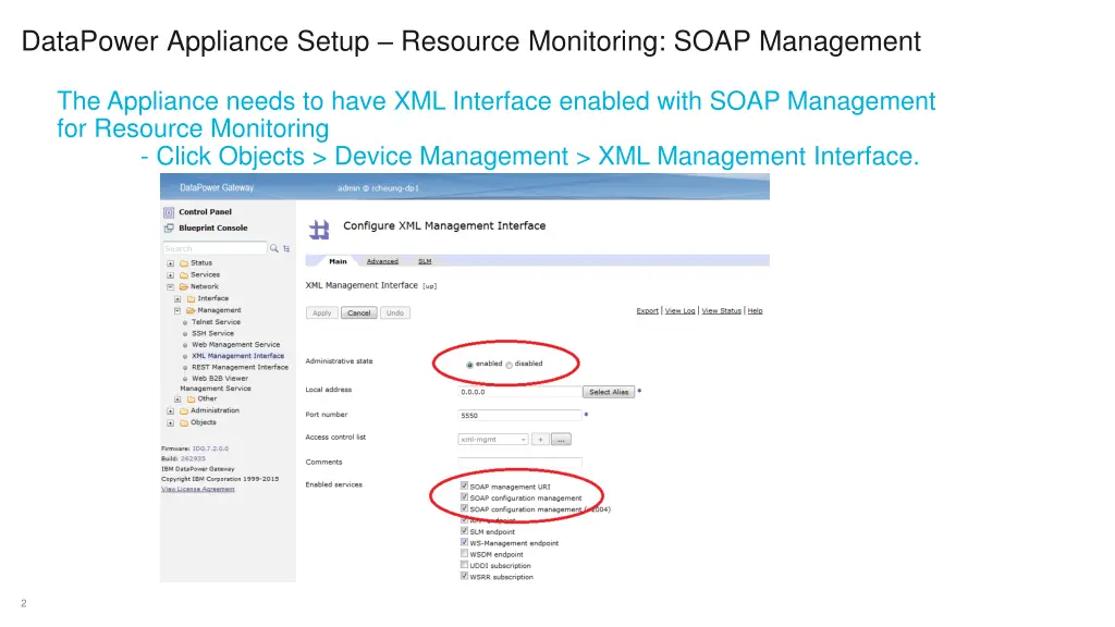 datapower appliance setup resource monitoring