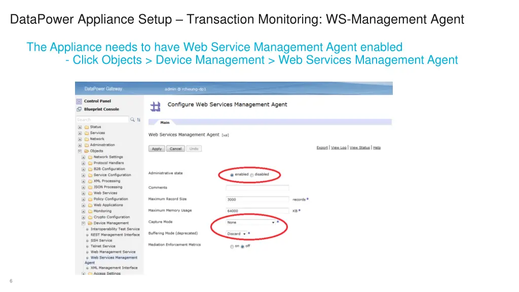 datapower appliance setup transaction monitoring 1