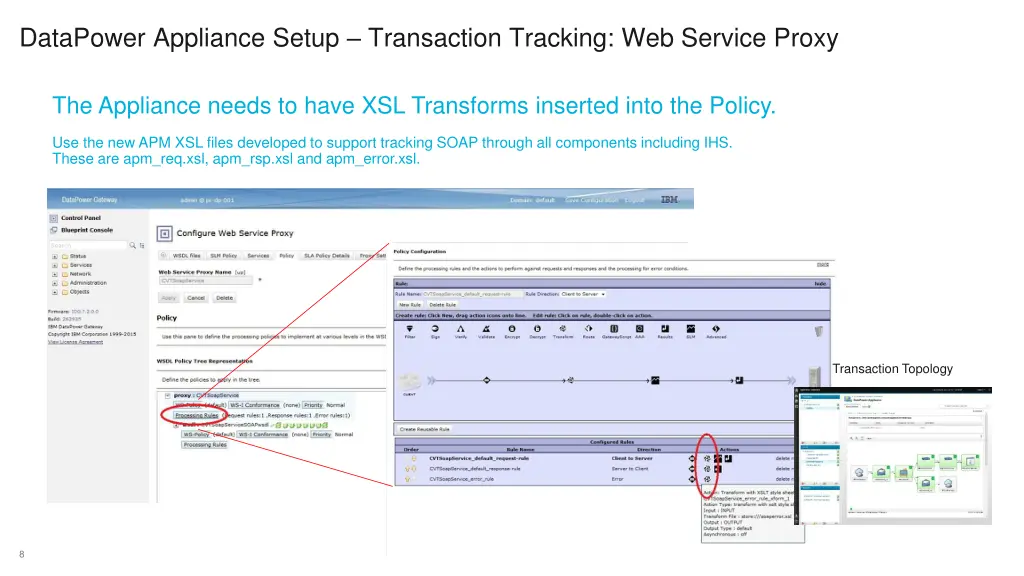 datapower appliance setup transaction tracking