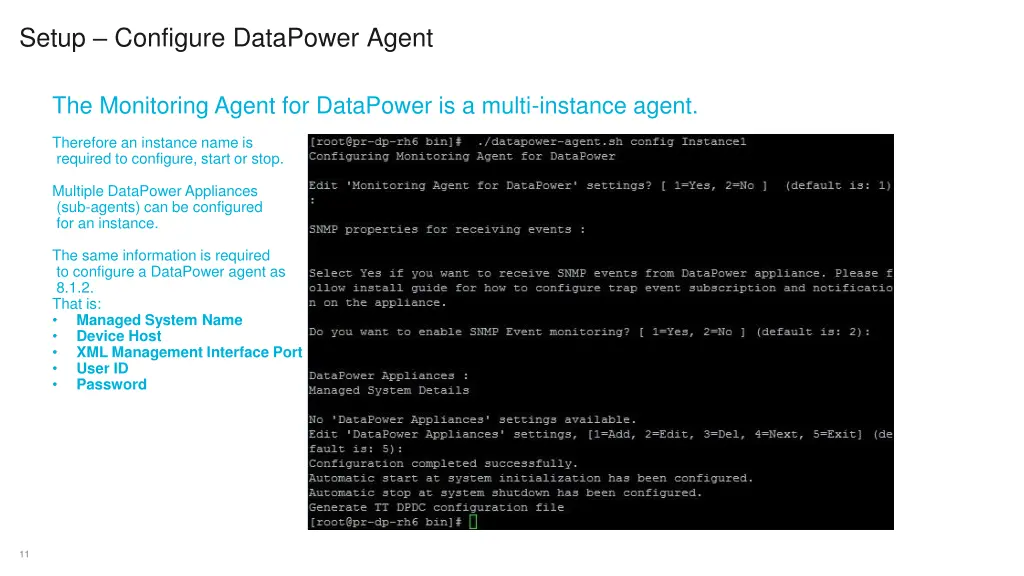 setup configure datapower agent