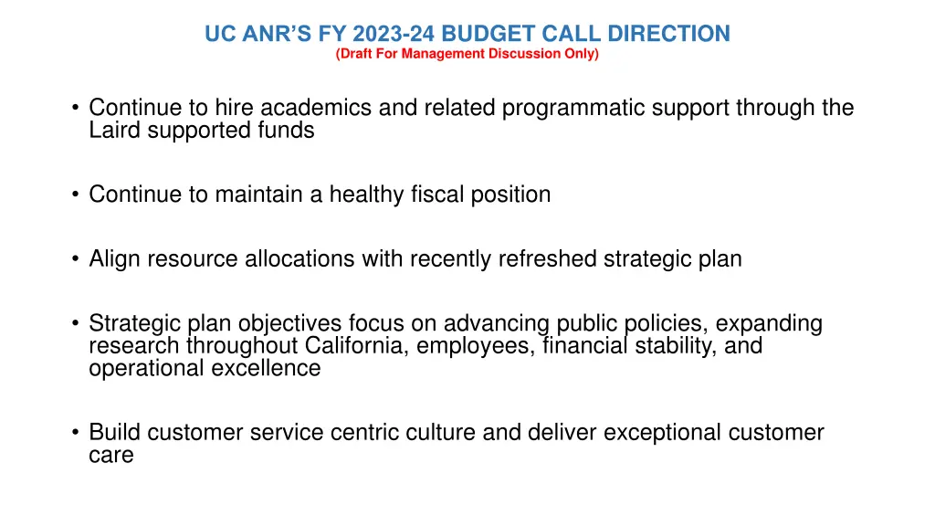 uc anr s fy 2023 24 budget call direction draft