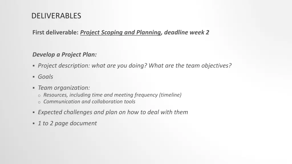 deliverables