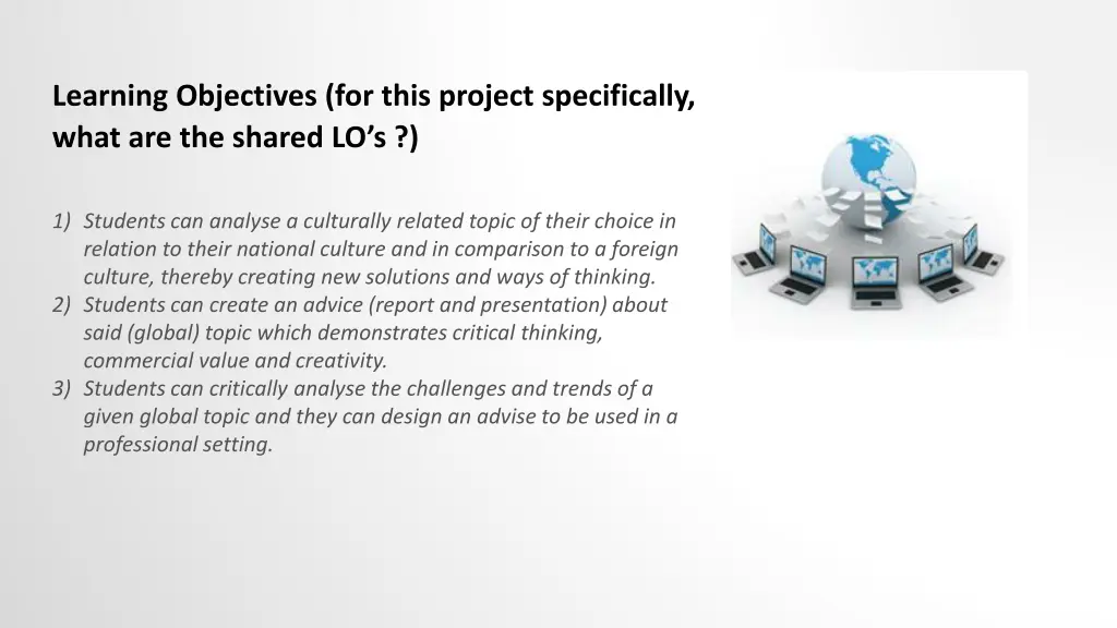 learning objectives for this project specifically