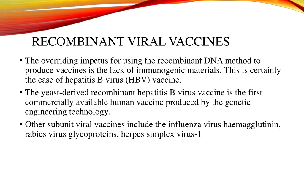 recombinant viral vaccines