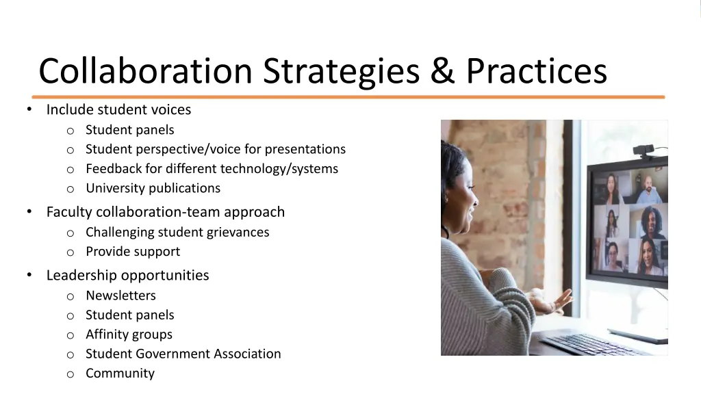 collaboration strategies practices include