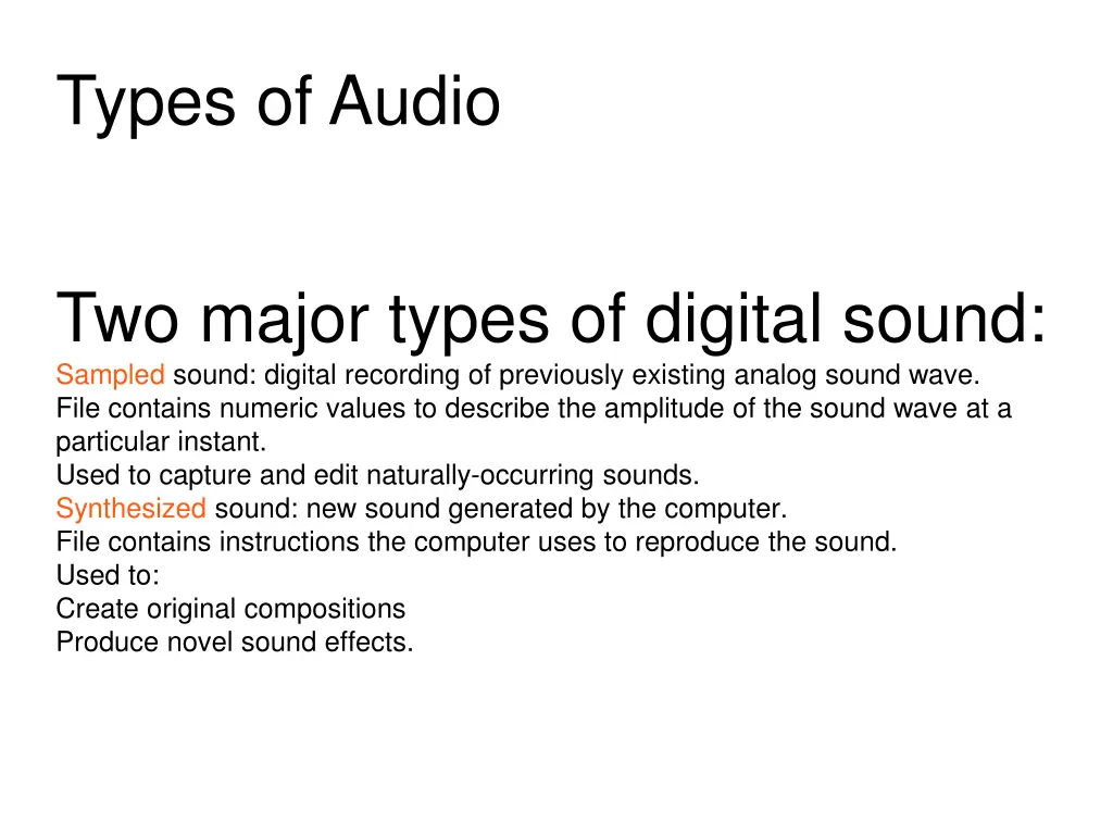 types of audio