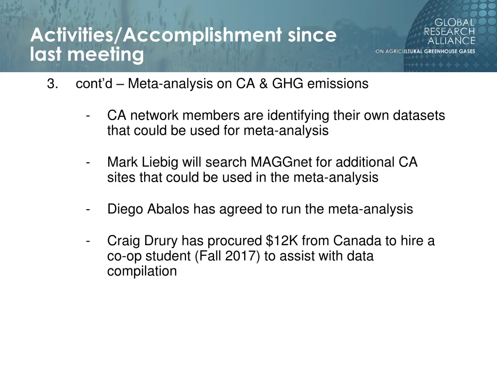 activities accomplishment since last meeting 3