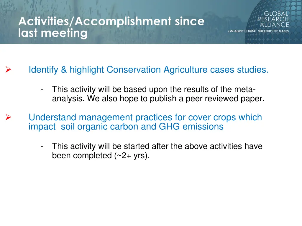 activities accomplishment since last meeting 5