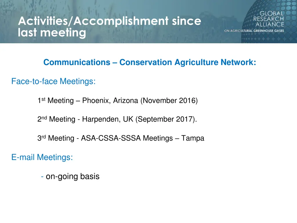 activities accomplishment since last meeting 6