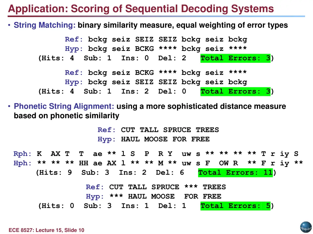 application scoring of sequential decoding systems