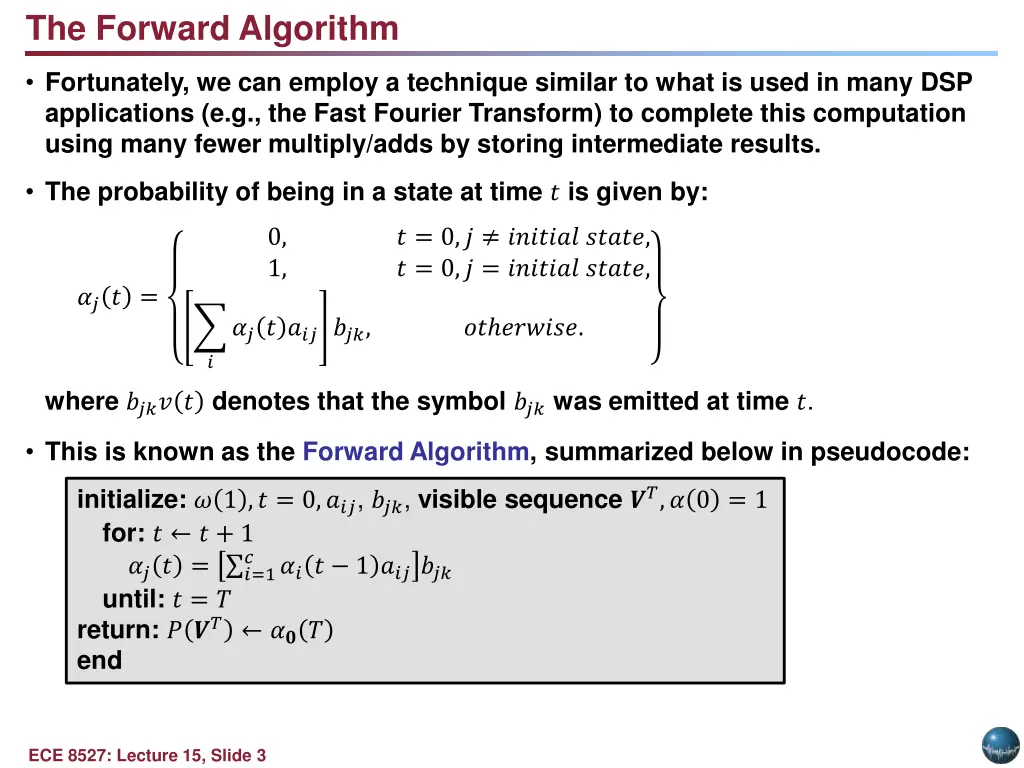 the forward algorithm