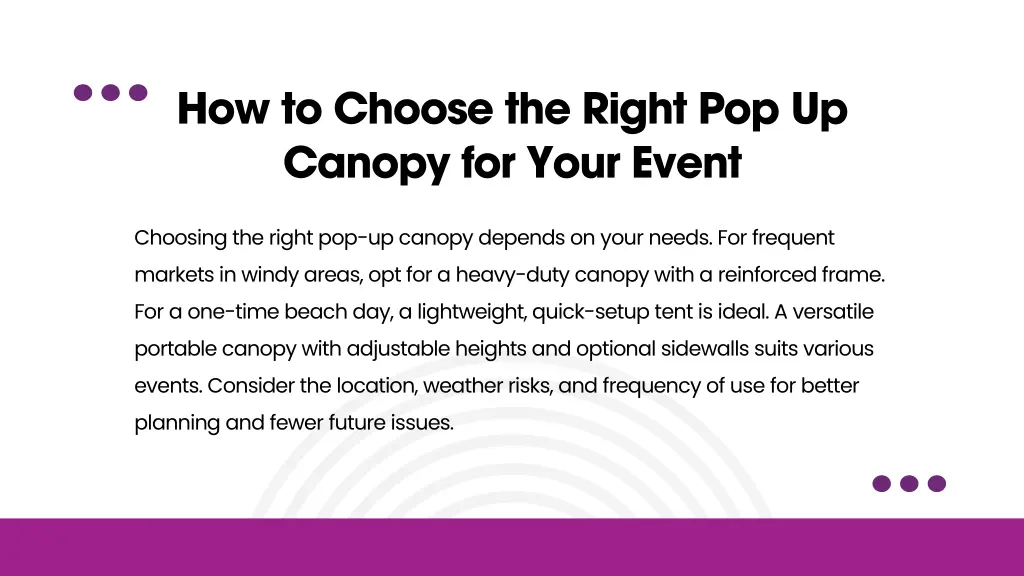 how to choose the right pop up canopy for your