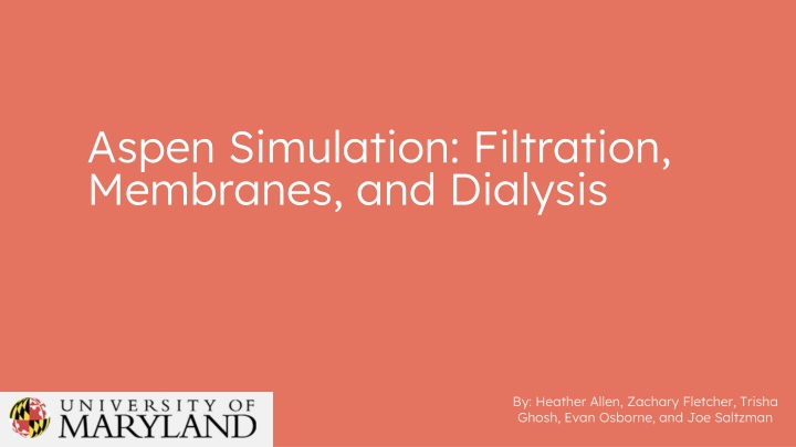 aspen simulation filtration membranes and dialysis