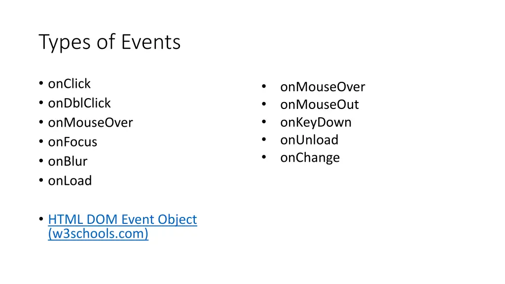 types of events
