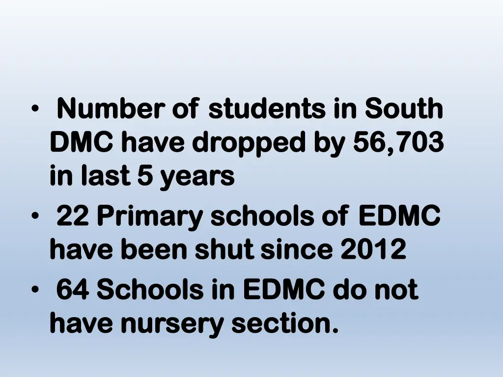 number of students in south number of students