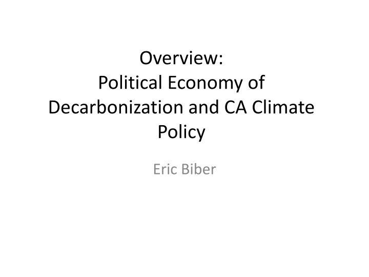 overview political economy of decarbonization